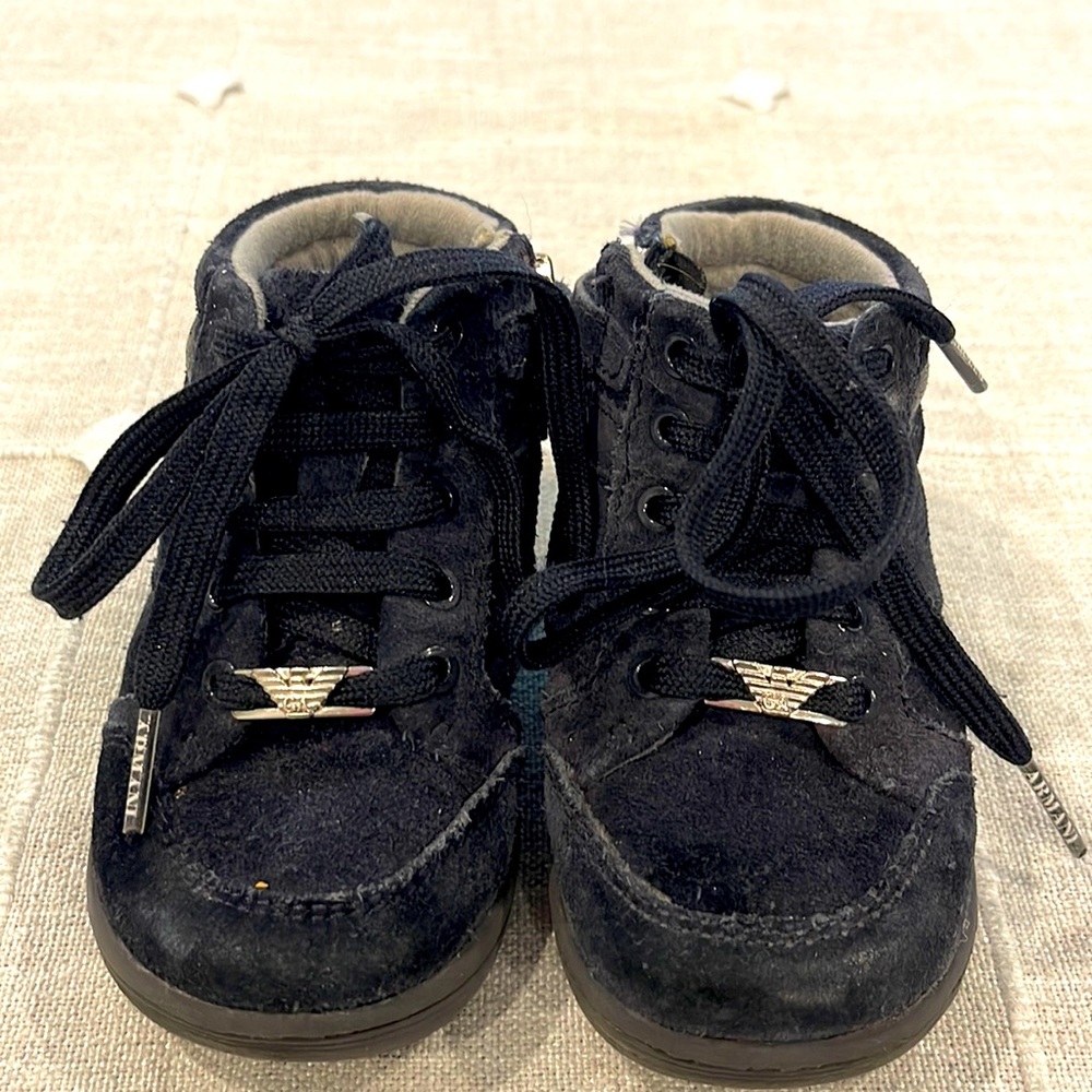 Armani Junior Suede Navy Boots Size 5.5